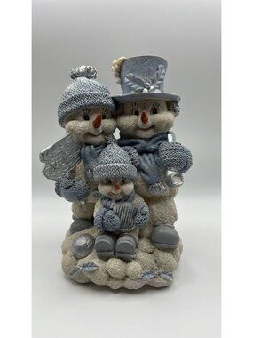 Snowman Family Figurine Noel Sign By Encore Group 1998 Winter Holiday Decoration